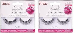 KISS Lash Couture LuXtensions Collection 1 paire de faux cils en soie royale léger et flexible avec bande avec colle à cils (Lot de 2)