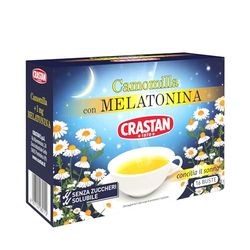 Crastan Camomilla Solubile con Melatonina, senza Zuccheri Aggiunti, 16 Bustine, 64 G