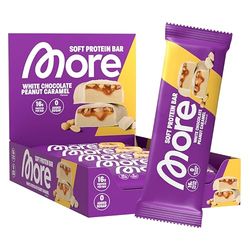MORE NUTRITION Soft Protein Bar - White Chocolate Peanut Caramel, 10 x 50 g - High Protein Bar - Made in Germany