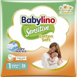 Babylino Sensitive pieluchy dla niemowląt, rozmiar 1, noworodek (2-5 kg), 26 sztuk