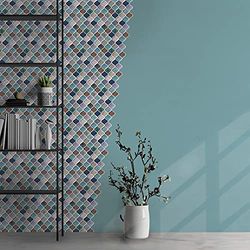 WALPLUS 28 x 20 cm arabesco verde y azul autoadhesivo brillante 3D transferencia cubierta pegatinas DIY arte palo en azulejos para el hogar habitación cocina pared arte decoración baño accesorio