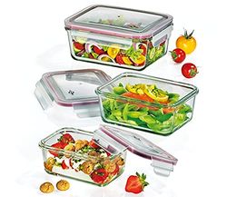 Köksprofi Lunchlåda/förvaringsburkset glas rektangulärt, 3 delar