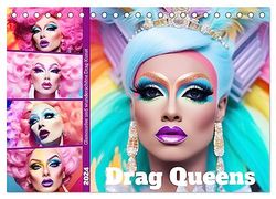 Drag Queens. Glamouröse und wunderschöne Drag-Kunst (Tischkalender 2024 DIN A5 quer), CALVENDO Monatskalender: Drag als beeindruckende Kunstform ist populärer denn je