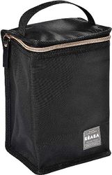 BÉABA Saco térmico para comida de bebé, grande capacidade, compartimento para biberões, capa térmica para comida infantil, dobrável, material macio e impermeável, preto/rosa