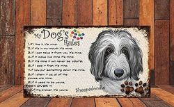 Shawprint Limited MY DOG'S RULES RETRO STYLE METAL TIN SIGN/PLAQUE (334H3DR) SHEEPADOODLE