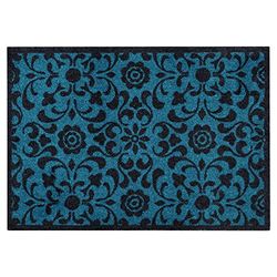 Zala Living Paillasson Design Ornement (50 x 70 cm, revêtement antidérapant 100% Polyamide, Facile d'entretien, résistant, fabriqué dans l'UE, idéal pour Le Couloir) Bleu pétrole