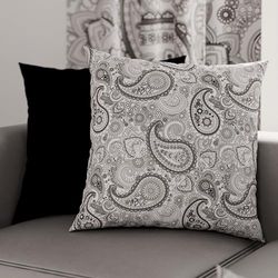 PETTI Artigiani Italiani - Par de Fundas de Almohada 50x50 cm, Pareja de Funda de Cojín Paisley Blanco Negro, 100% Microfibra Hipoalergénica, Paquete de 2, Made in Italy