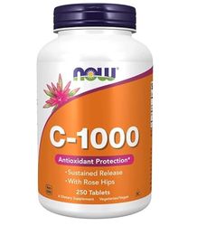 Now Foods Vitamin C-1000 with Rose HIPS - Long-Term Effect - 250 Tablets