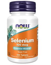 Now Foods, selenio (selenio), 100 mcg, sin levadura, 100 comprimidos veganos