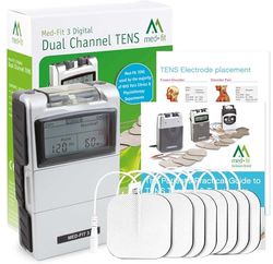 Med-Fit 3 digitaal tweekanaals tens-apparaat voor snelle en effectieve pijnverlichting, zenuwstimulator voor rug-, knie-, spier- en gewrichtspijn, groot display en nauwkeurige bediening