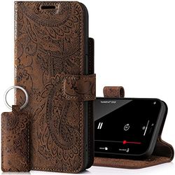 SURAZO Leather Wallet Mobile Phone Case Compatible with iPhone 14 Pro Max - Flip & Fold Smartphone Case with Stand, RFID Blocker, Magnet Closure, 3 Slots for Bank Cards - Handcrafted European Leather