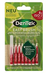DenTek Eco Easybrush ISO 2 Lot de 8 brosses interdentaires à base de plantes fines 0,5 mm pour espaces interdentaires étroits avec goût menthe & capuchon de protection hygiénique – Réutilisable