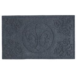 DII industriel, durable, antidérapant en fibre de polypropylène, Tapis de porc pour intérieur/extérieur, 100% Envers en caoutchouc et antidérapant pour les zones de Trafic haute, 2 x 3 ', Chevron/gris foncé, Fleur De Lis, 18x30"