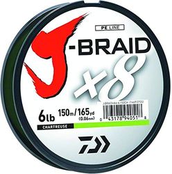 Daiwa J-Braid 150 m 8-Strand tissé Rond Braid Ligne, Mixte, Chartreuse