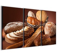 Stampe su Tela Moderne afbeelding met brood 3 canvas van 3 panelen, klaar om op te hangen, 90 x 60 cm