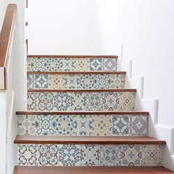 Autocolantes adesivos para escadas de azulejos, autocolante contramarca azulejos de cimento – autocolantes contramarcas de azulejos, escadas de cimento adesivo, azulejos, 15 x 105 cm - 6 tiras