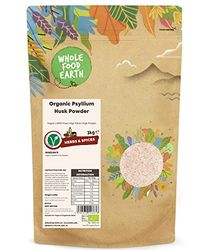 Wholefood Earth Organic Psyllium Husk Powder 3kg Vegan | GMO Free | High Fibre | High Protein | Certified Organic