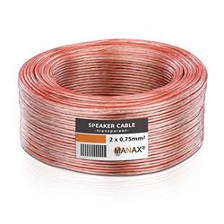 MANAX® Fil jumelé de 25 m - 2 x 0,75 mm² - Câble Transparent à 2 Fils (25 m 0,75 mm² - 1 Anneau, Transparent)