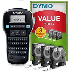 DYMO Kit base con etichettatrice LabelManager 160 | Stampante portatile con 3 rotoli di nastro per etichette D1 | Tastiera AZERTY | Ideale per ufficio o casa