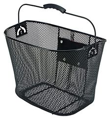Prophete Cestino per bicicletta rimovibile con adattatore per manubrio, rivestito in plastica PE a maglia stretta, 340 x 250 x 260 mm, nero