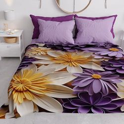 PETTI Artigiani Italiani - Sprei voor tweepersoonsbed, lente en zomer, lichte deken voor tweepersoonsbed, beddengoed, bloemenpatroon, 05-4, 100% Made in Italy