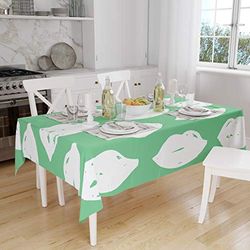 Bonamaison, Anti-moisissure, Séchage Rapide, Résistant aux Taches, Lavable en Machine, 100% Polyester Nappe de Table, Vert pétrole, Blanc, 140 x 160 Cm - Conçu et Fabriqué en Turquie