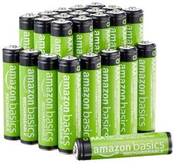 Amazon Basics - Pacote de 24 pilhas recarregáveis AAA NiMH, 800 mAh, recarregáveis até 1000 vezes, pré-carregadas