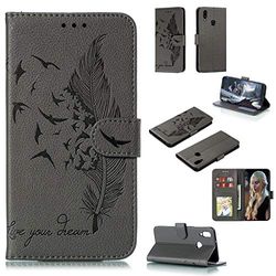 Carcasa de telefono Patrón for la Galaxia A10 Pluma Litchi Textura Horizontal de Cuero del tirón del Caso con el sostenedor y Monedero y Ranuras for Tarjetas (Rojo) (Color : Gris)
