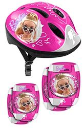STAMP Helmet + Elbow & Knee Pads Barbie Fille, Pink, 50-56 cm