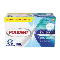 POLIDENT - Nettoyant Pour Prothèses Dentaires Partielles ou Complètes - Antibactérien - Formule Non Abrasive - Haleine Propre et Fraîche - 108 Comprimés