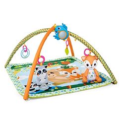 Chicco Descanse e brinque, ginásio multifunções com arco para bebé, manta de atividades, 5 bonecas pendentes removíveis, raposa de peluche, música relaxante e luzes macias, brinquedos bebé 0 meses