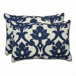 PERFECT PILLOW Oreiller Idéal pour intérieur/extérieur Bosco Corded surdimensionné rectangulaire Couvre-lit Taie d'oreiller, Bleu Marine, Lot de 2