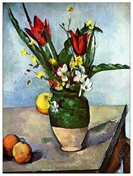 ArtPlaza Cezanne Paul-Still Life, Tulips And Apples Panel van MDF, meerkleurig, 60 x 80 cm