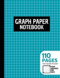 Graph Paper Notebook: 4 Squares Per Inch | 4x4 Graphing Grid Paper for Math, Science, Accounting, Engineering, Organic Chemistry Students | Large, 8.5x11 in | Teal (Graph Paper 4 Squares Per Inch)