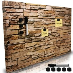 BAKAJI Lavagna Magnetica Scrivibile e Cancellabile da Parete, Lavagnetta con 5 Calamite e 1 Pennarello, Bacheca Memo Board a Muro Ideale Cucina, Soggiorno, Ingresso, 60 x 40 cm (Mattoni)