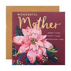 Kerstkaart voor moeder van Hallmark - Klassiek geïllustreerd seizoensgebonden bloemenontwerp