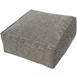 DRW Pouf in Poliestere con Disegni in Grigio e Argento 60 x 60 x 25 cm