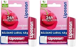Liposan Cherry Shine (1 x 4,8 g), cacao de labios con olor a cereza, bálsamo labial con color, bálsamo hidratante para unos labios bonitos, suaves y jugosos (Paquete de 2)