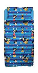 Mickey Mouse Musse Pigg, mellanstor säng, sänglakan, överlakan, påslakan med hörn, örngott, blå, Disney (100% bomull, officiell)