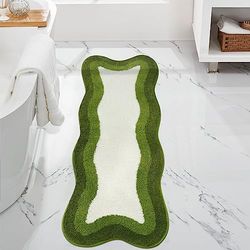 HAOCOO Tapis de Salle de Bain Long antidérapant, Doux, Lavable et Absorbant pour Chambre à Coucher, Baignoire, lavabo, Douche (45,7 x 119,4 cm, Vert)