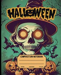 Composition Notebook: Vintage Halloween Cover | Wide Ruled | 110 Pages