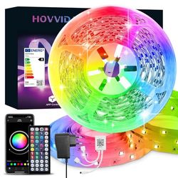 HOVVIDA Striscia LED 15M, 1x15M, 24 LED/Metro, 24V RGB LED, 360 LED, APP e Telecomando, Sincronizzazione Musicale, Modalità di Temporizzazione, per Stanza, Sala Giochi, Feste, Festival