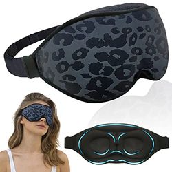 Fashion Sleep Mask, Sleeping Mask for Women, 100% Blackout Eye Mask, Soft Covering Strong Light, Suitable for Travel/Yoga/Nap (Leopard Print)