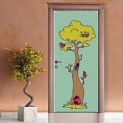 Homemania DP-105 Tree-Barn klistermärke - för vardagsrum, sovrum - flerfärgad vinyl, 90 x 210 cm