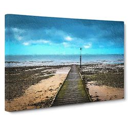 Path To The Sea In Llandudno Wales Modern Art Canvas Wall Art Print Ready to Hang, Framed Picture for Living Room Bedroom Home Office Décor, 20x14 Inch (50x35 cm)