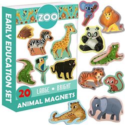 Koelkastmagneten voor kinderen MAGDUM Zoo Dierenmagneten - 20 Grote Kinderen Koelkastmagneten - Koelkastmagneten voor peuters - Magnetische Dieren Magneten Speelgoed - Peuter Magneet Speelgoed