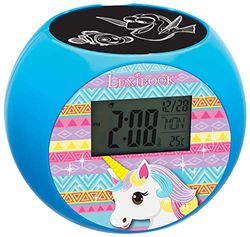 Lexibook RL975UNI Unicorn - Relógio despertador projetor, efeitos sonoros, alimentado por bateria, azul