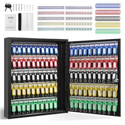 VEVOR Armario para Llaves con 100 Ganchos Caja para Llaves de Pared de Acero 38x8,4x45cm Armario con Soporte para Llaves Cerradura 100 Etiquetas 2 Llaves Almacenamiento Seguro para Oficina Hotel Hogar