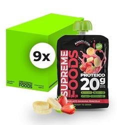 Supreme foods Frullato proteico vegetale biologico con banana e fragola - 165 g - confezione da 9