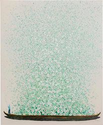 KARE Design quadro acrilico su tela, Flower Boat beige/verde, barca con fiori, soggiorno, corridoio, studio, stile asia/floreale, 100x80x4cm (A/L/P)